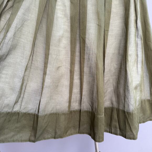 NEW Talbots pleated skirt - olive green - sheer - holiday - cotton - size 10P - Picture 3 of 10